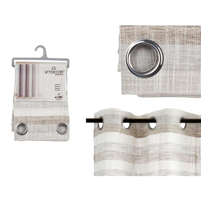 Cortina a Rayas Gris Oscuro 140x260 cm - Giftdecor (6 Unidades) Cortina a Rayas Gris Oscuro 140x260 cm - Giftdecor (6 Unidades)