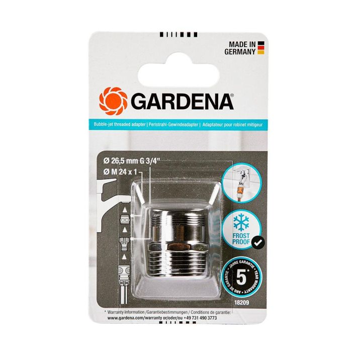 Adaptador rosca para conexion al grifo de cocina. macho ø26,5mm (3/4) a macho m24x1mm. gardena 2