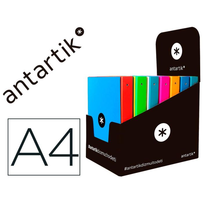 Carpeta Antartik A4 Forrada 4 Anillas 25 mm Redondas Colores Surtidos 14 unidades