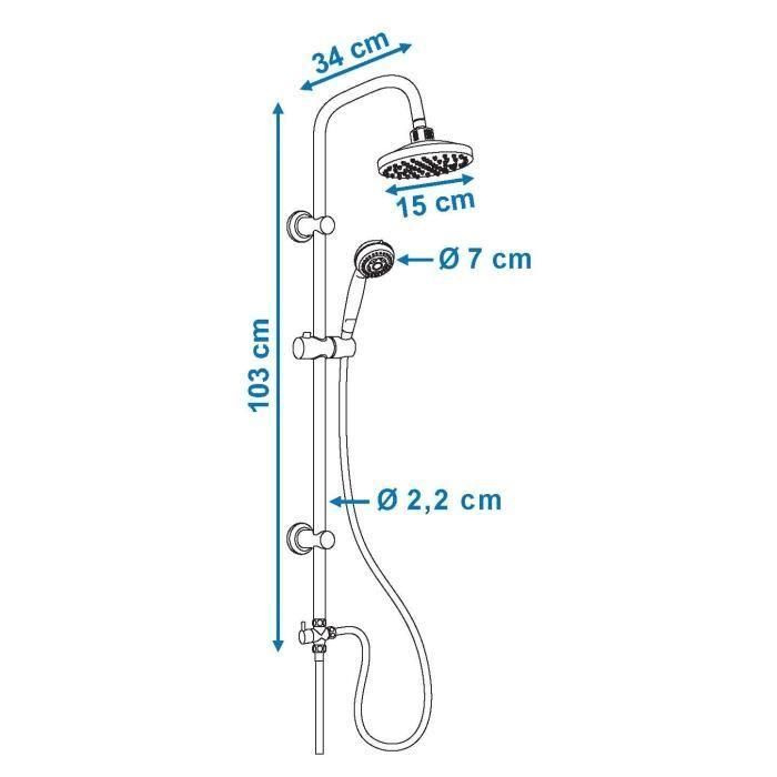 Rousseau Columna de Ducha Sonora sin Grifo, Cabezal Ø150mm Ajustable, Ducha de Mano 3 Chorros, Acero Inoxidable Cromado 3 Rousseau Columna de Ducha Sonora sin Grifo, Cabezal Ø150mm Ajustable, Ducha de Mano 3 Chorros, Acero Inoxidable Cromado 3