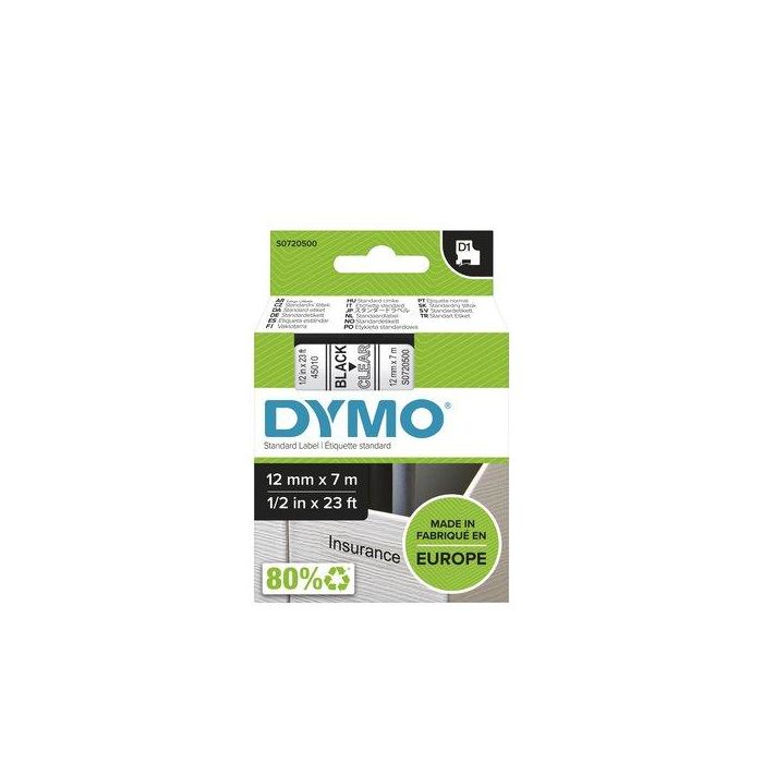 DYMO Cinta LM D1 12mmx7m Negro/transparente