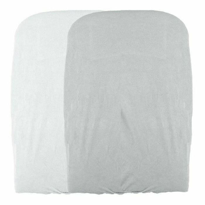 Domiva Juego de 2 Fundas Cambiador de Bebé de Esponja Elástica - Blanco / Perla