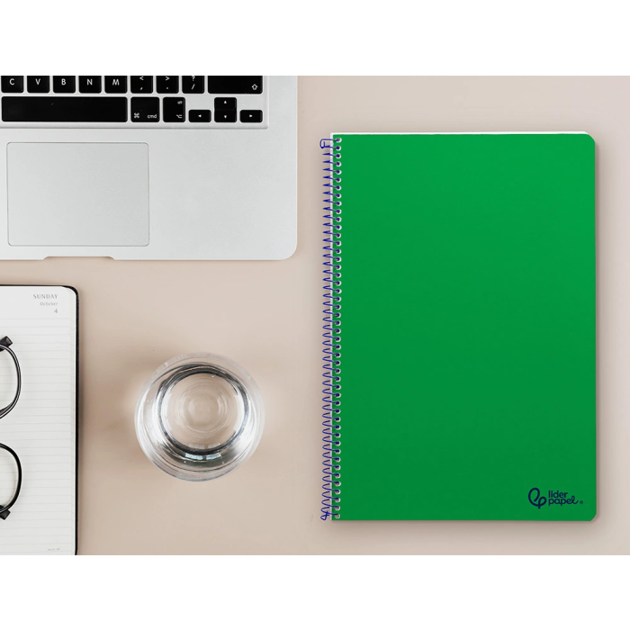 Liderpapel Cuaderno Espiral A4 Smart Tapa Blanda 80 Hojas 75gr Cuadro 4mm con Margen Color Verde 9
