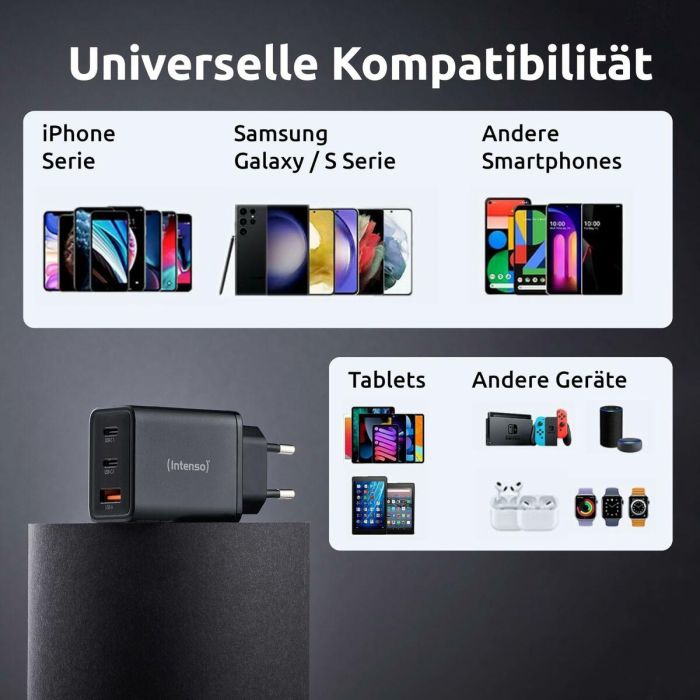 Cargador de Pared INTENSO W65ACC Negro 65 W 5 Cargador de Pared INTENSO W65ACC Negro 65 W 5