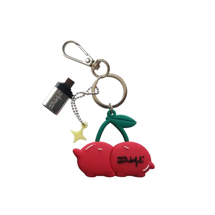 Wondee Mr. Wonderful Memoria USB 32GB Cereza Llavero Pendrive Universal con Adaptador USB C 1