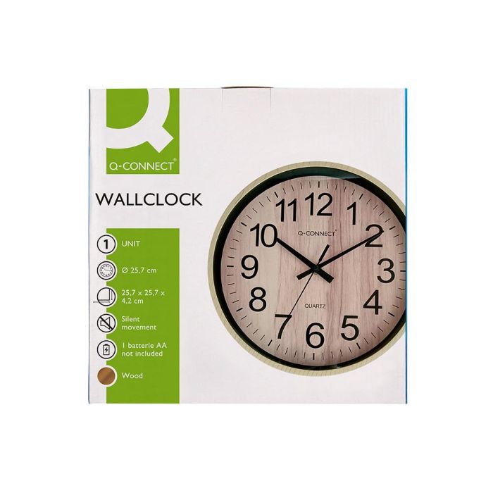 Reloj Q-Connect De Pared De Plastico Redondo 25,7 cm Movimiento Silencioso Color Madera Natural 5