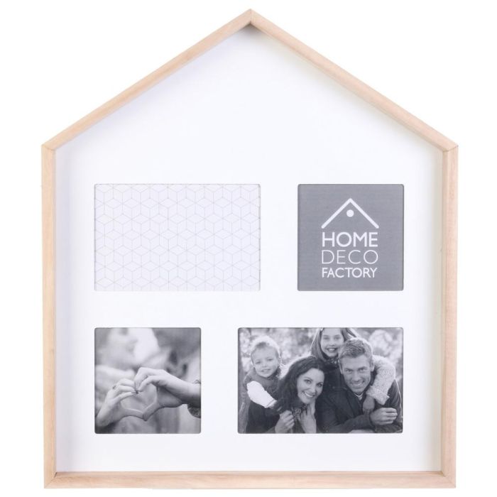 Home Deco Factory Marco 4 Fotos Casa con Paspartú Blanco para Pared 2x10x15 cm y 2x10x10 cm 2