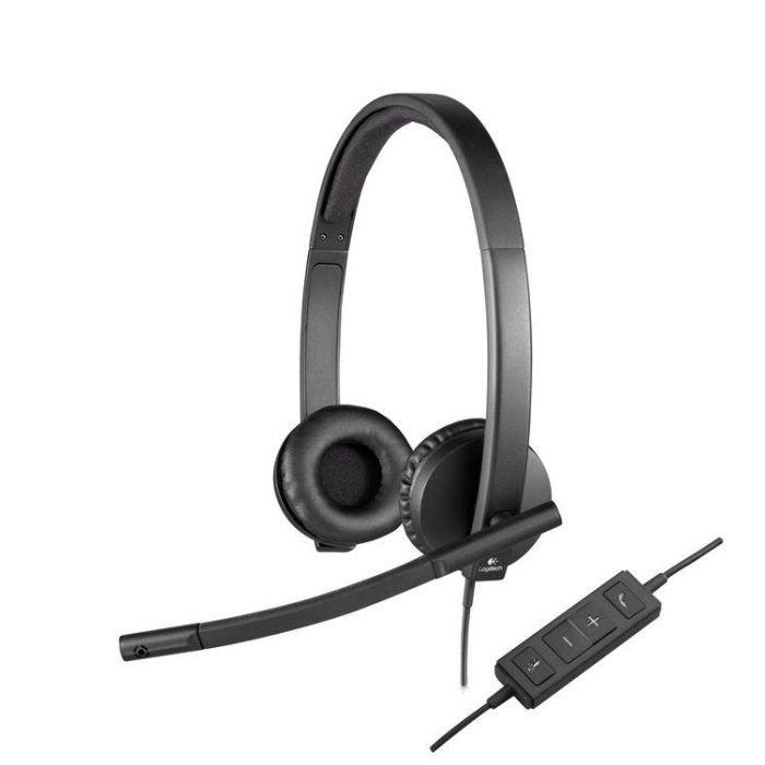 Logitech Auricular Biaural Estereo Con Micrófono, Usb - H570E 1 Logitech Auricular Biaural Estereo Con Micrófono, Usb - H570E 1