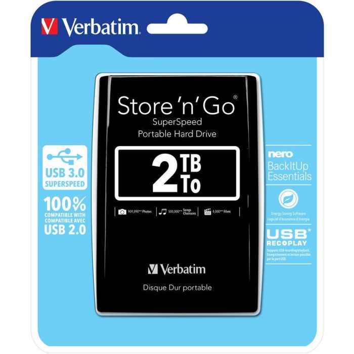 Verbatim Disco Duro Portátil Store 'N' Go 2TB HDD 2.5" USB 3.0 Negro