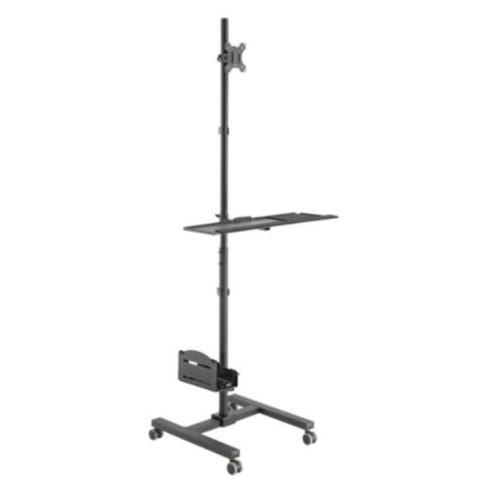 Equip 650171 Soporte de Suelo Móvil para Monitor 17-32 Pulgadas con Ruedas y Bandeja de Teclado, VESA 100x100, Carga 8kg