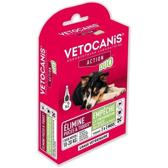 VETOCANIS Control de pulgas y garrapatas Duo Spot on - 2 pipetas - Efectividad 7 semanas - Para perros medianos 4 VETOCANIS Control de pulgas y garrapatas Duo Spot on - 2 pipetas - Efectividad 7 semanas - Para perros medianos 4