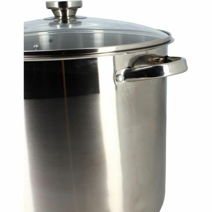 Menastyl 4615451 Olla de acero inoxidable con tapa, 17 litros, 32 cm - Apta para todo tipo de fuegos e inducción 1