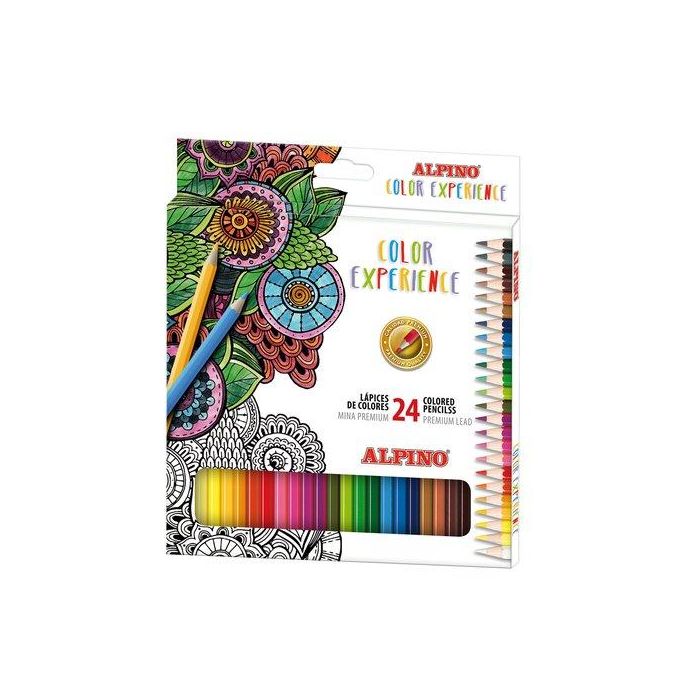 Alpino Lápices de colores premium mina 3.3 mm, para pintar y manualidades, caja cartón 24 unidades
