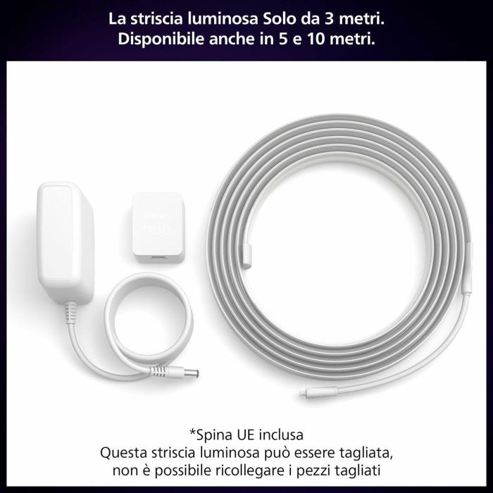 Philips Hue PHI1724257552077 Tira de Luz LED Inteligente Lightstrip Solo 3m Blanco con LED Integrado 7