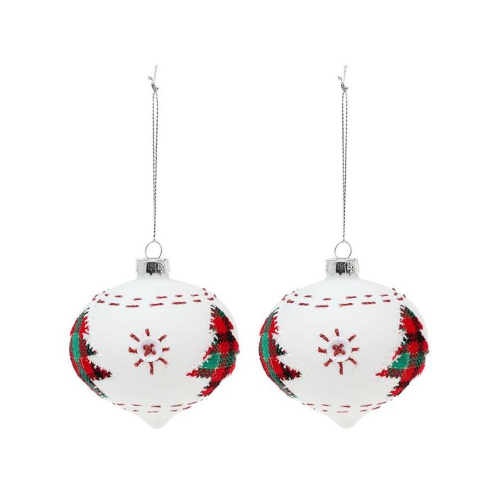 Bolas Navideñas Blanco 8 cm Pack de 2 - Decoración Árbol de Navidad