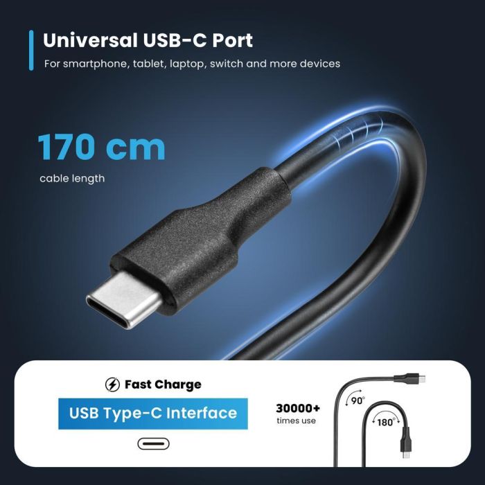 Ewent EW3982 Cargador USB-C Power Delivery 90W para Portátil hasta 15.6", Smartphone y Tablet - Cable 3.2m Negro 2