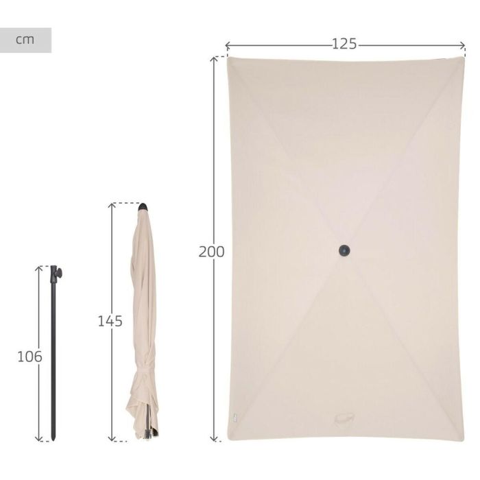 Sombrilla Aktive Crema Acero 200 x 230 x 125 cm 3