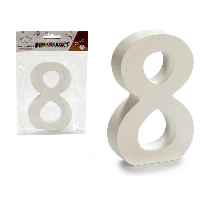 Número 8 madera blanco 2x11 cm - Pincello (24 Unidades) Número 8 madera blanco 2x11 cm - Pincello (24 Unidades)