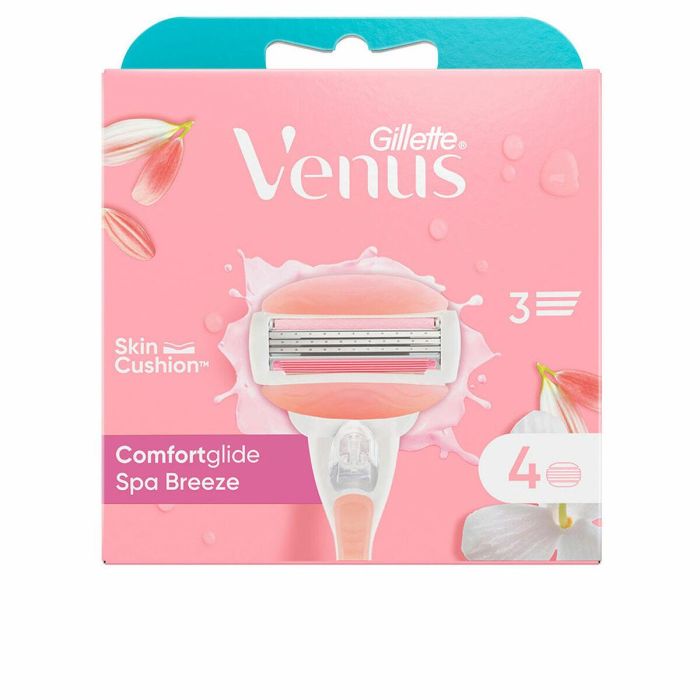 Gillette Venus Comfortglide Spa Breeze - Recambios de cuchillas de afeitar para mujer con 3 cuchillas y gel, 4 unidades