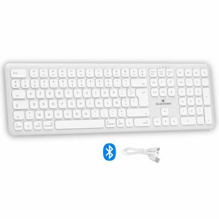 Bluestork BLU3760162050172 Teclado Inalambrico Bluetooth Tamaño Completo Compatible con Mac Blanco