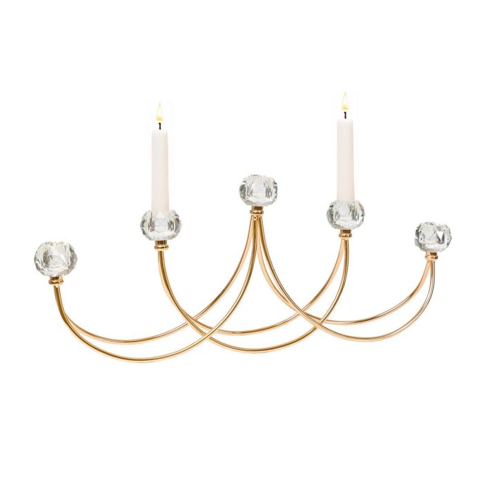 Candelabro Romimex Dorado Metal Vidrio 52 x 8 x 22 cm