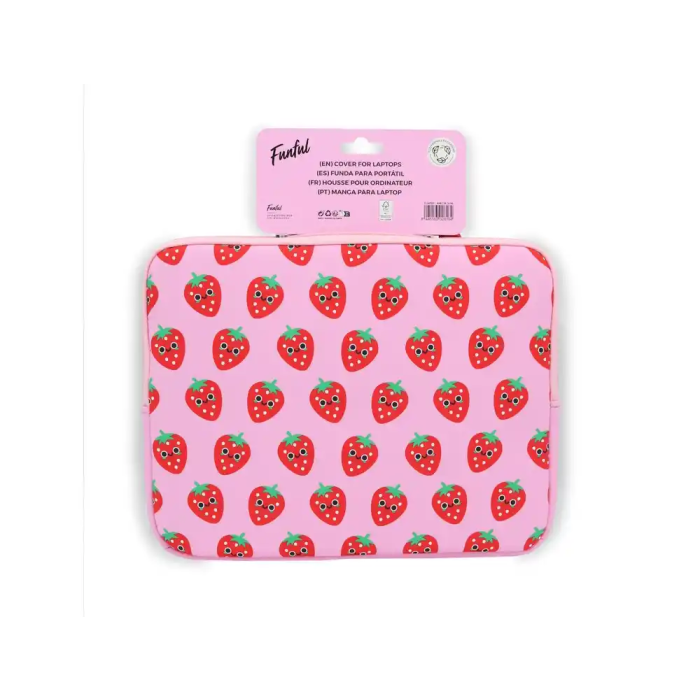 Wondee Funda para portátil 12" con divertido estampado de fresa, protección acolchada 4