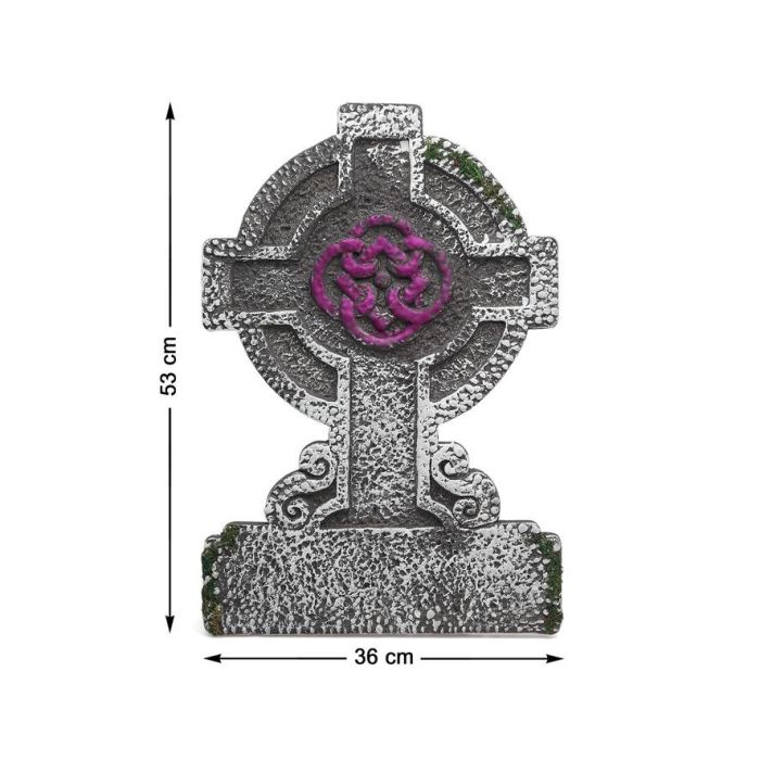 Lápida Cruz Celta Con Relieve Violeta 53x36 cm Halloween