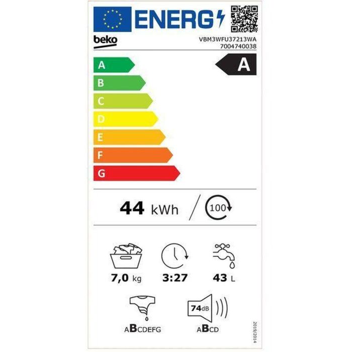 Lavadora BEKO VBM3WFU37213WA 1200 rpm 7 kg Blanco 1 Lavadora BEKO VBM3WFU37213WA 1200 rpm 7 kg Blanco 1