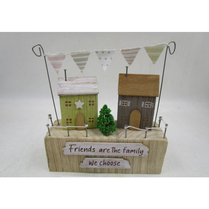 DKD Home Decor Figuras Decorativas de Casas Estilo Alpino MDF Natural y Blanco 7x21x20 cm Set de 2 Unidades