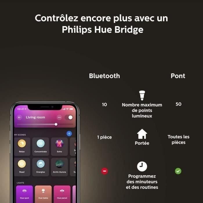 Philips Hue White & Color Ambiance, bombilla LED conectada E27, 60W equivalente, 800 lumen, 4 paquete, Bluetooth Compatible 5