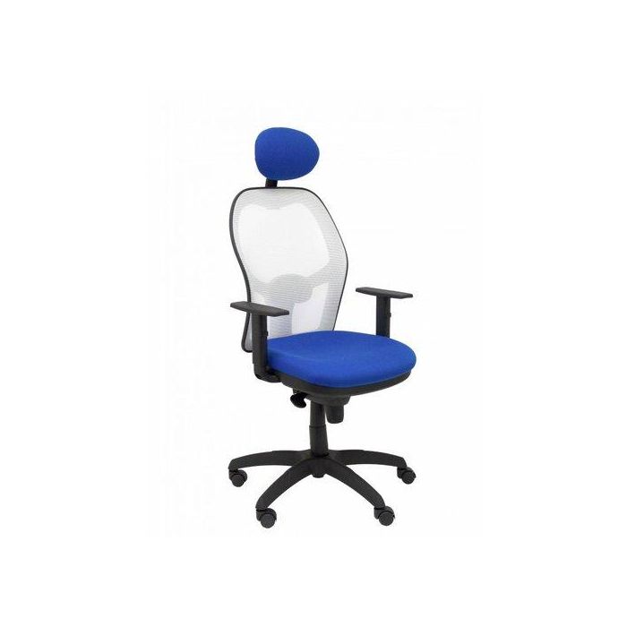 Silla Piqueras Y Crespo Jorquera Brazos Regulables Cabecero Fijo Mecanismo Sincro Con Regulador De Tension Respaldo De Malla Blanca Y Asiento Tapizado Bali Azul