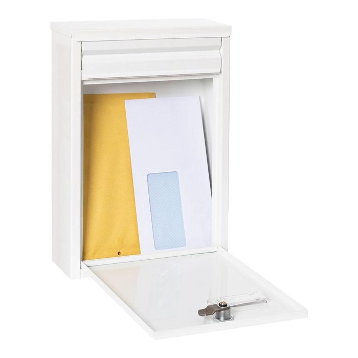 Arregui Buzón Exterior Individual Pequeño A5 Zaguan, Acero Galvanizado Blanco, Apertura Vertical Posterior, 22x8x32 cm 2