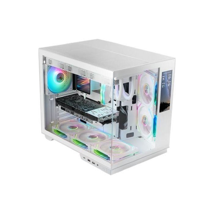 Mars gaming Caja ATX Cube MCMIRAGE Blanca con Pantalla LCD Integrada y Diseño Panorámico 2