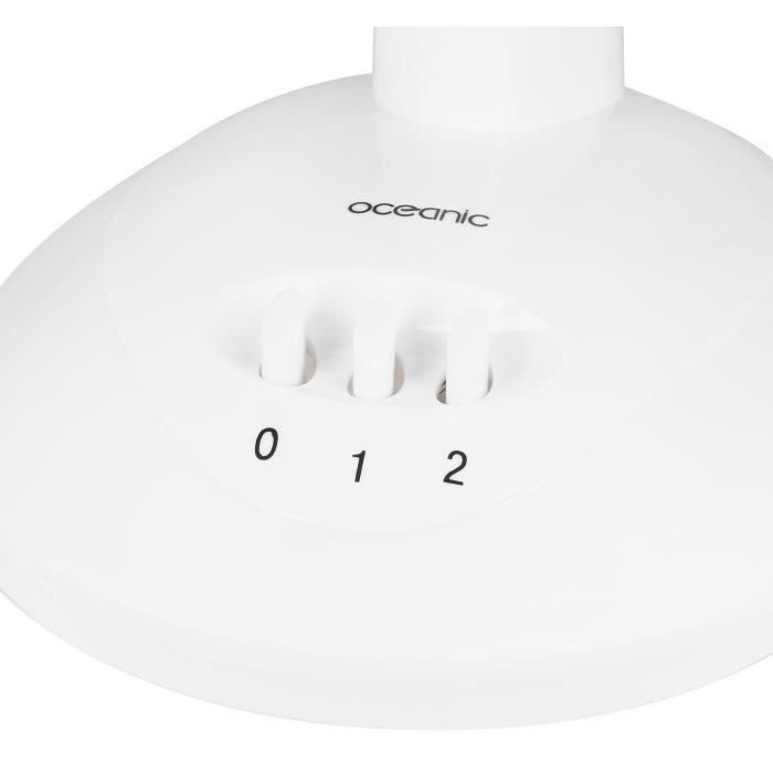 Ventilador de mesa OCEANIC - 30W - Diámetro 23 cm - 2 velocidades - Oscilante - Blanco 3