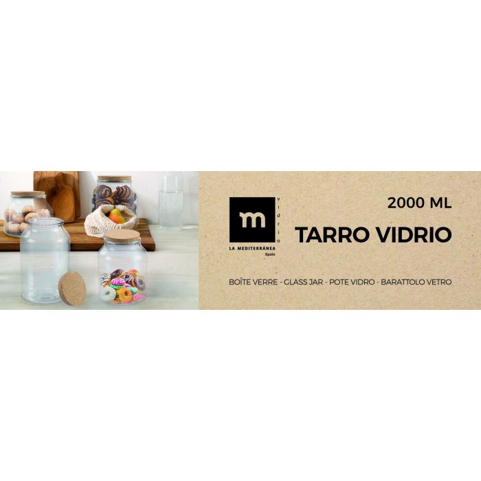 Tarro de vidrio con tapón de corcho 2000 ml - La Mediterranea (6 Unidades) 1 Tarro de vidrio con tapón de corcho 2000 ml - La Mediterranea (6 Unidades) 1