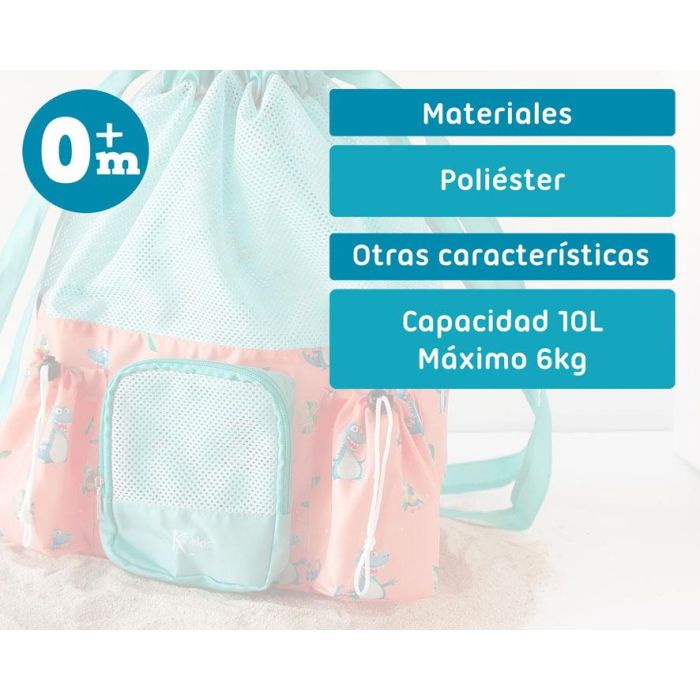 KioKids Bolso Mochila Playa Happy Summer Naranja Cocodrilos 10L Poliéster Transpirable Anti-Arena Ligera Bebés +0 Meses con 3 Bolsillos 3 KioKids Bolso Mochila Playa Happy Summer Naranja Cocodrilos 10L Poliéster Transpirable Anti-Arena Ligera Bebés +0 Meses con 3 Bolsillos 3