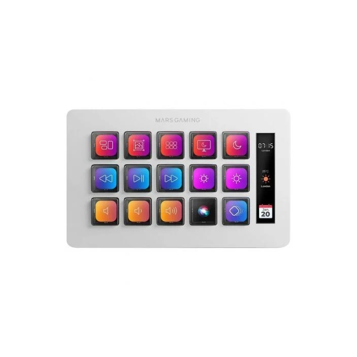 Mars Gaming Stream Deck Slim MSD-ONE, 15 Teclas LCD Personalizables, Blanco, Controlador de Productividad y Streaming para PC 1 Mars Gaming Stream Deck Slim MSD-ONE, 15 Teclas LCD Personalizables, Blanco, Controlador de Productividad y Streaming para PC 1