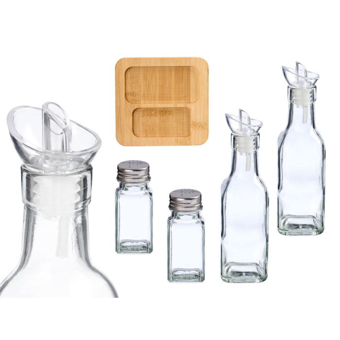 Set Aceitera, Vinagrera, Salero y Pimentero Vivalto - Vidrio, Madera y Metal (8 Unidades) 3 Set Aceitera, Vinagrera, Salero y Pimentero Vivalto - Vidrio, Madera y Metal (8 Unidades) 3
