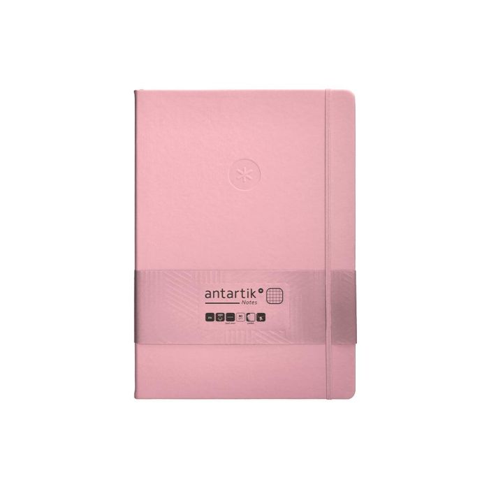 Cuaderno Con Gomilla Antartik Notes Tapa Dura A4 Hojas Cuadricula Rosa Pastel 100 Hojas 80 gr Fsc 1