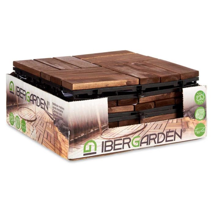 Baldosa de Madera Acacia Ibergarden 30x30 cm - Marrón (6 Unidades) 1 Baldosa de Madera Acacia Ibergarden 30x30 cm - Marrón (6 Unidades) 1