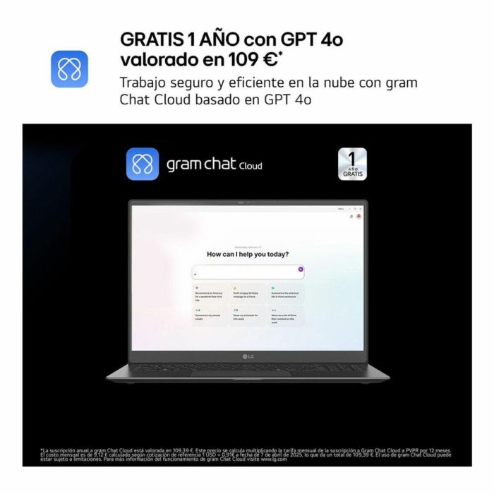 Laptop LG 16Z90TS-G.AU99B 16" 32 GB RAM 1 TB SSD 4 Laptop LG 16Z90TS-G.AU99B 16" 32 GB RAM 1 TB SSD 4