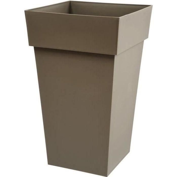 EDA Maceta toscana cuadrada alta - 39 x 39 x H 65 cm - 62 L - Taupe EDA Maceta toscana cuadrada alta - 39 x 39 x H 65 cm - 62 L - Taupe