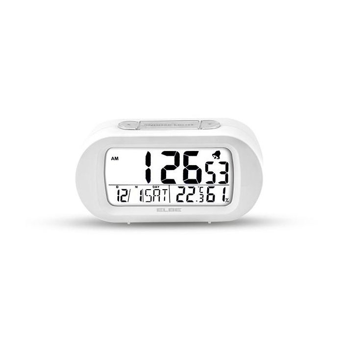 Reloj Despertador Temperatura Y Humedad Blanco Pantalla 9Cm ELBE RD-009-B