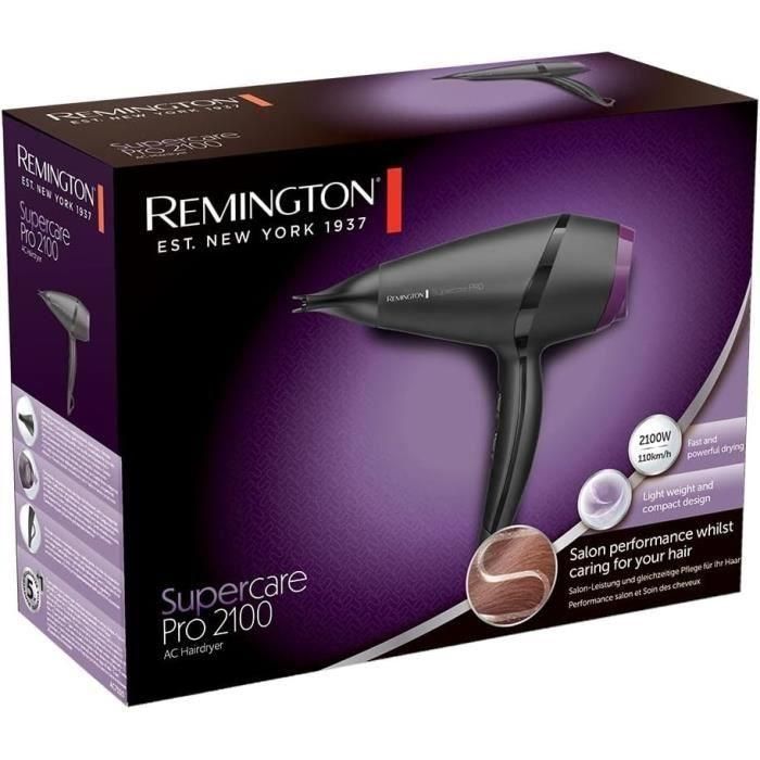 Secador de pelo Supercare Pro 2100 REMINGTON AC7100  2100W  3 temperaturas  concentrador fino incluido 2