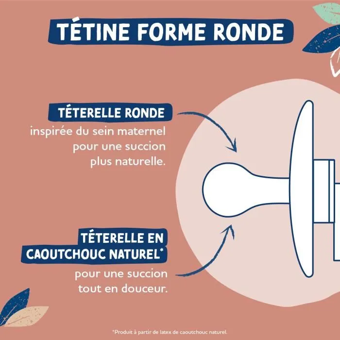 Dodie AUC3700763509129 Chupete Gaia Seaside Set de 2 - Chupete Redondo de Caucho Natural Lento - Blanco +0m 2