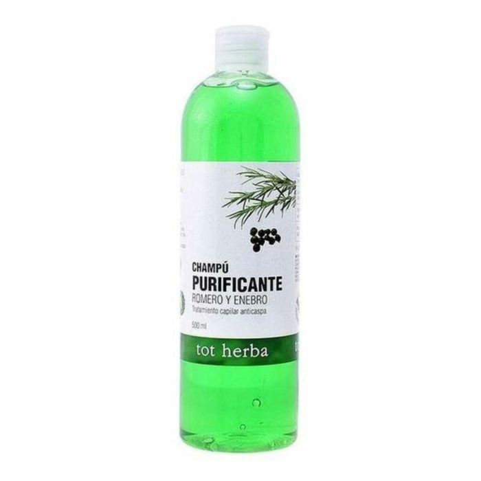 Tot Herba Champú Purificante Romero y Enebro Anticaspa - Combate la Caspa y Limpia el Cabello con Ingredientes Naturales 500 ml