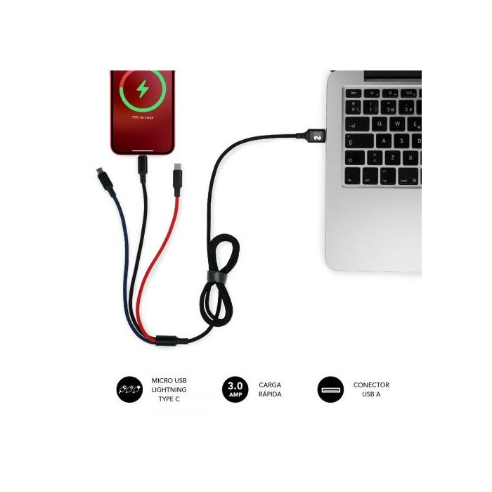 SUBBLIM Premium Cable 3in1 (Micro USB+Type C+Lighting) 4