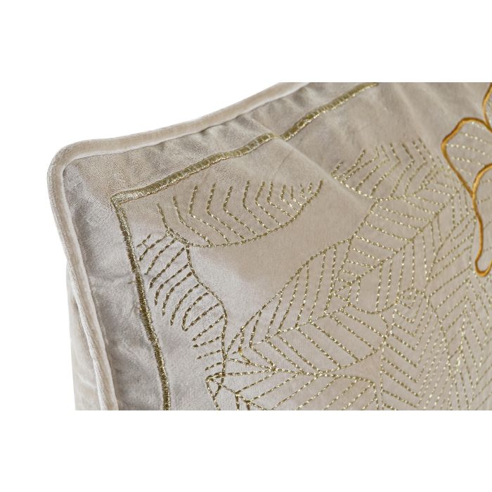DKD Home Decor Cojin Shabby Dorado 45 x 45 x 10 cm Poliester con Flores 1