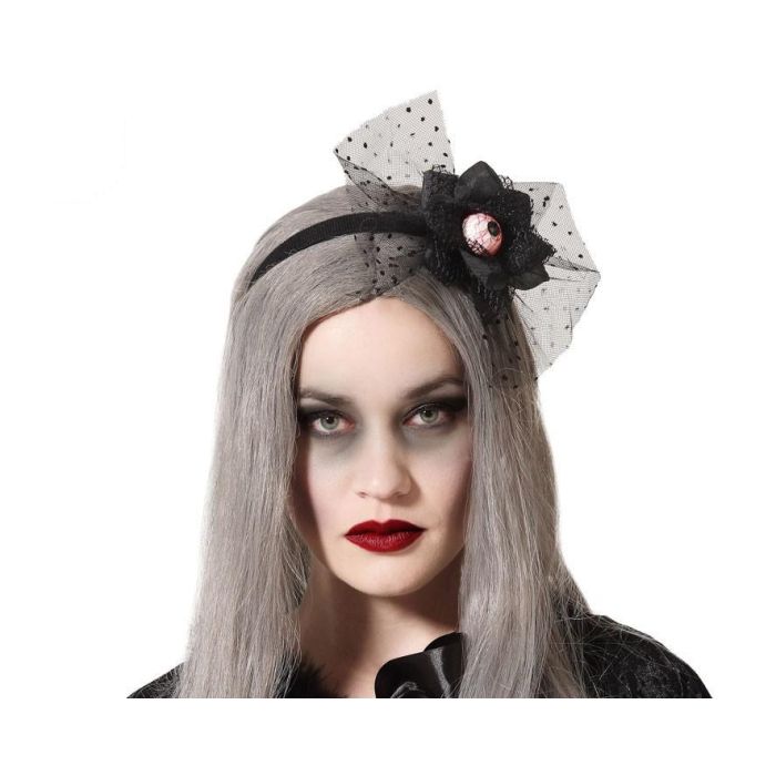 Diadema Halloween Ojo Sangriento Negro - Complemento macabro con tul negro de lunares para looks de bruja o criatura de ultratumba 0 Diadema Halloween Ojo Sangriento Negro - Complemento macabro con tul negro de lunares para looks de bruja o criatura de ultratumba 0