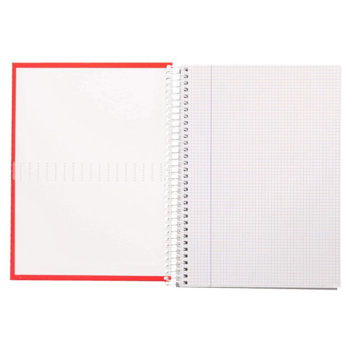 Cuaderno Espiral Liderpapel A4 Crafty Tapa Forrada 80H 90 gr Cuadro 4 mm Con Margen Color Roja 1